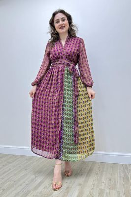 Anvelop Tasarım Şifon Elbise - Thumbnail