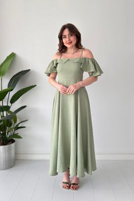 Askılı Volanlı Elbise Mint - Thumbnail