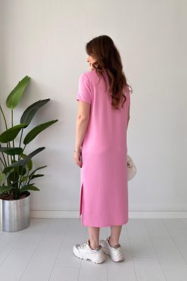 Ayıcık Nakışlı Modal Elbise Pembe - Thumbnail