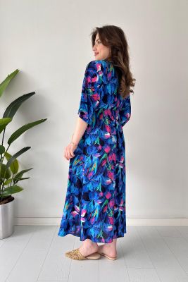 Bahar Yarasa Elbise Mavi - Thumbnail