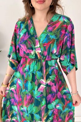 Bahar Yarasa Elbise Yeşil - Thumbnail