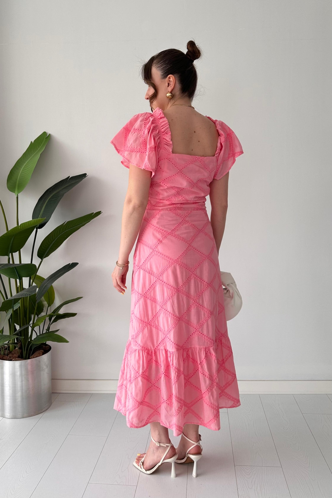 Baklava Fisto Elbise Pembe - Thumbnail