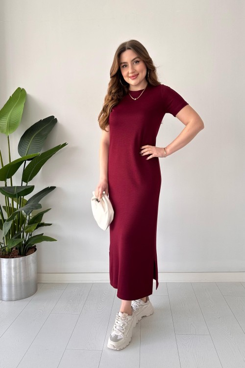Robe basique en modal bordeaux