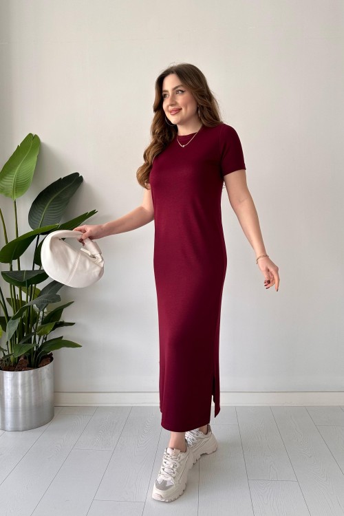 Robe basique en modal bordeaux