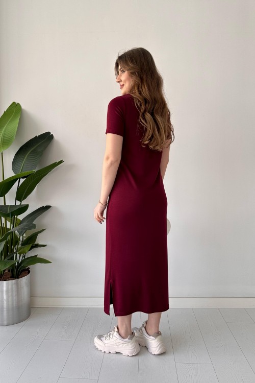 Robe basique en modal bordeaux
