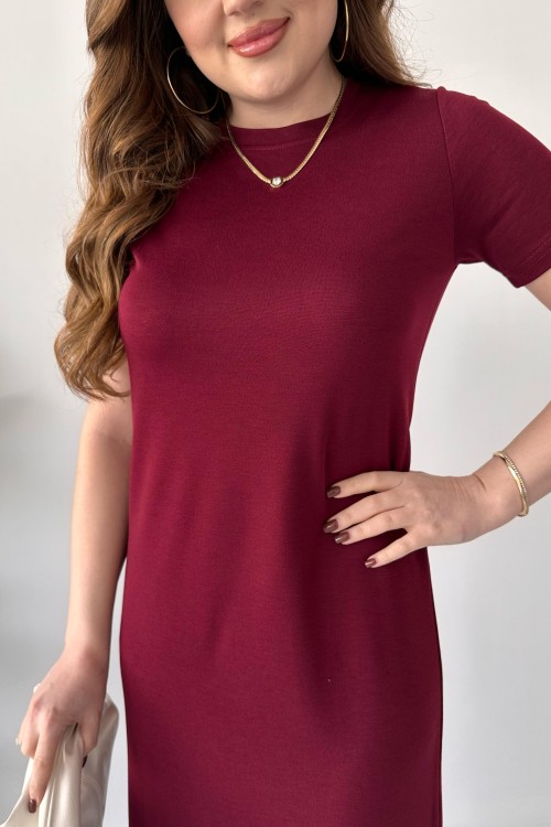 Robe basique en modal bordeaux