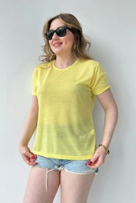 Basic T-shirt Sarı - Thumbnail