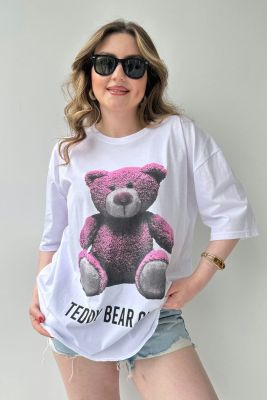 Bear T-shirt Beyaz - Thumbnail