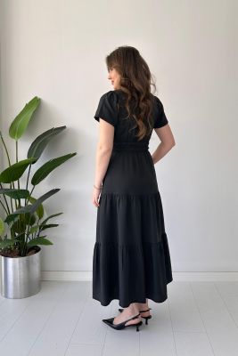 Beli Lastikli Elbise Siyah - Thumbnail
