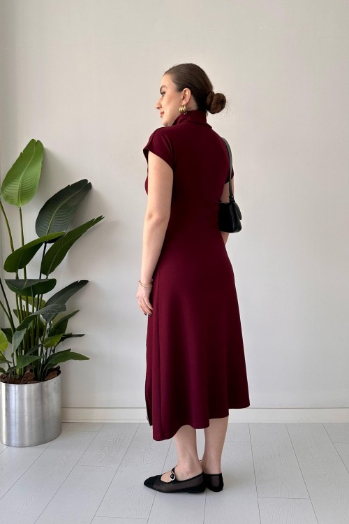 Robe en modal à double fermeture éclair bordeaux