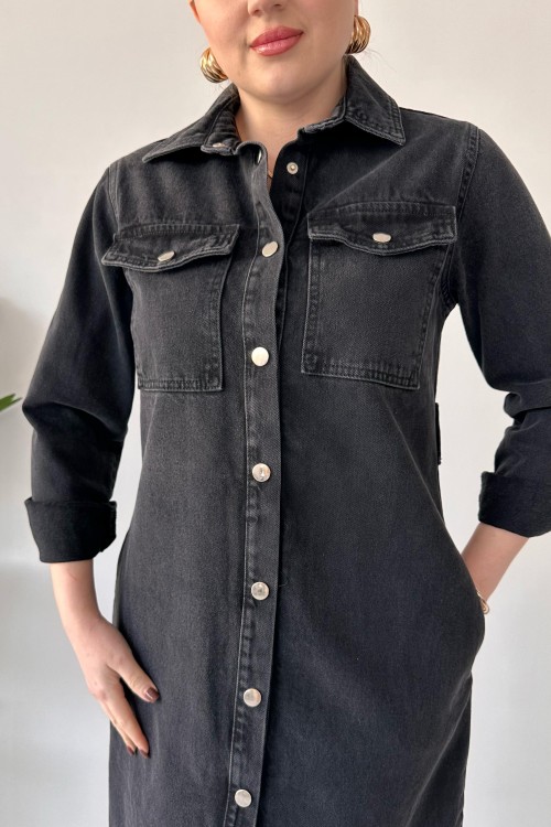 Robe en jean Snap Anthracite