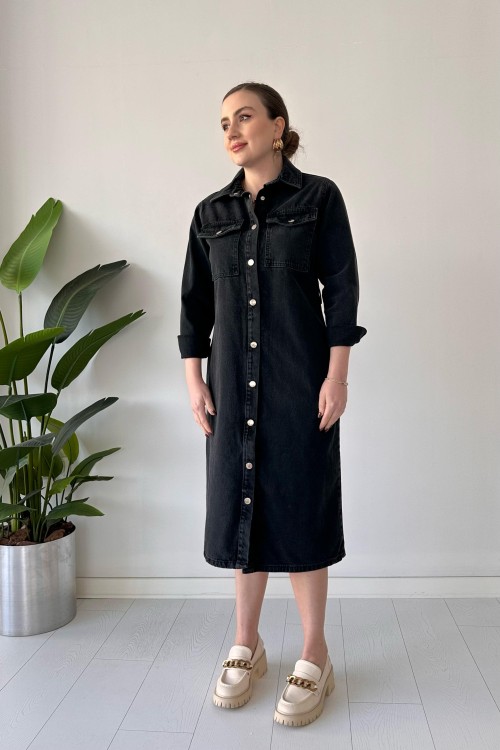 Robe en jean Snap Anthracite