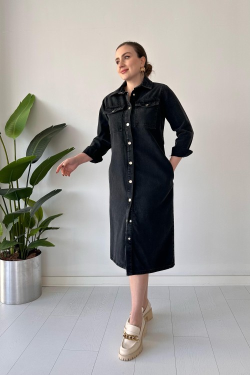 Robe en jean Snap Anthracite