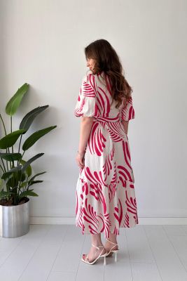 Damla Keten Elbise Pembe - Thumbnail
