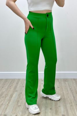 Dertsiz Krep Pantolon Yeşil - Thumbnail