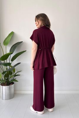 Fermuarlı Modal Takım Bordo - Thumbnail