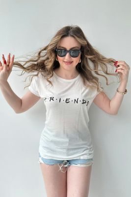 Friends T-shirt Beyaz - Thumbnail