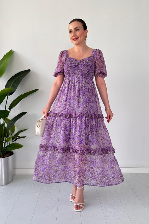 Robe en mousseline de soie Gipeli Spring Lilas