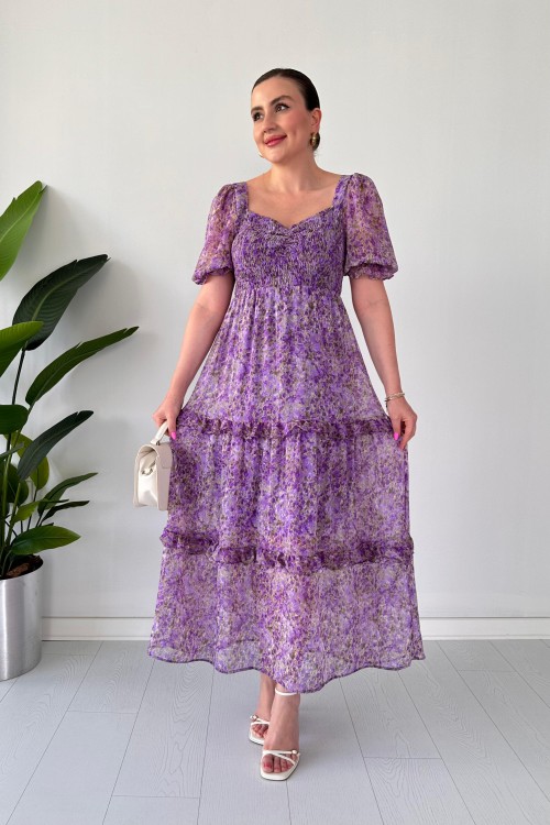 Robe en mousseline de soie Gipeli Spring Lilas