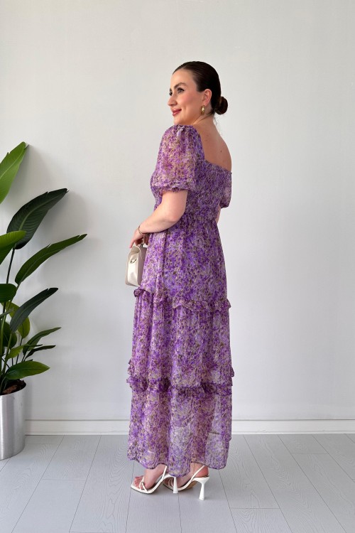 Robe en mousseline de soie Gipeli Spring Lilas