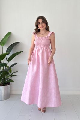 Gipeli Maksi Floral Elbise Pembe - Thumbnail