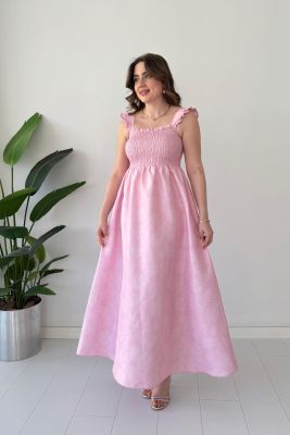 Gipeli Maksi Floral Elbise Pembe - Thumbnail