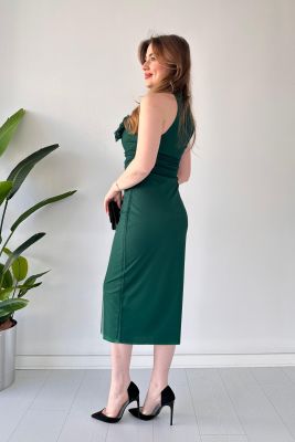 Halter Yaka Tül Elbise Yeşil - Thumbnail