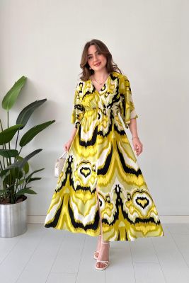 Hare Yarasa Elbise Yeşil - Thumbnail