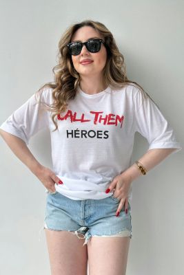 Heroes T-shirt Beyaz - Thumbnail