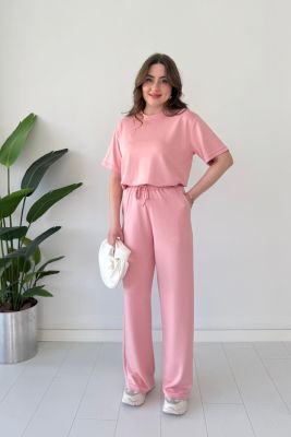 Kısa Kol Basic Takım Pembe - Thumbnail