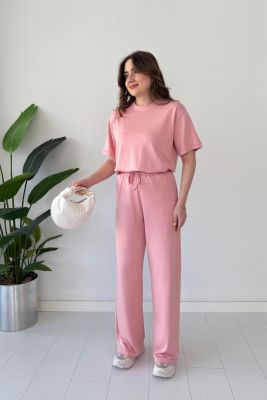 Kısa Kol Basic Takım Pembe - Thumbnail