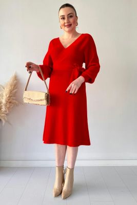 Kloş Triko Elbise Kırmızı - Thumbnail