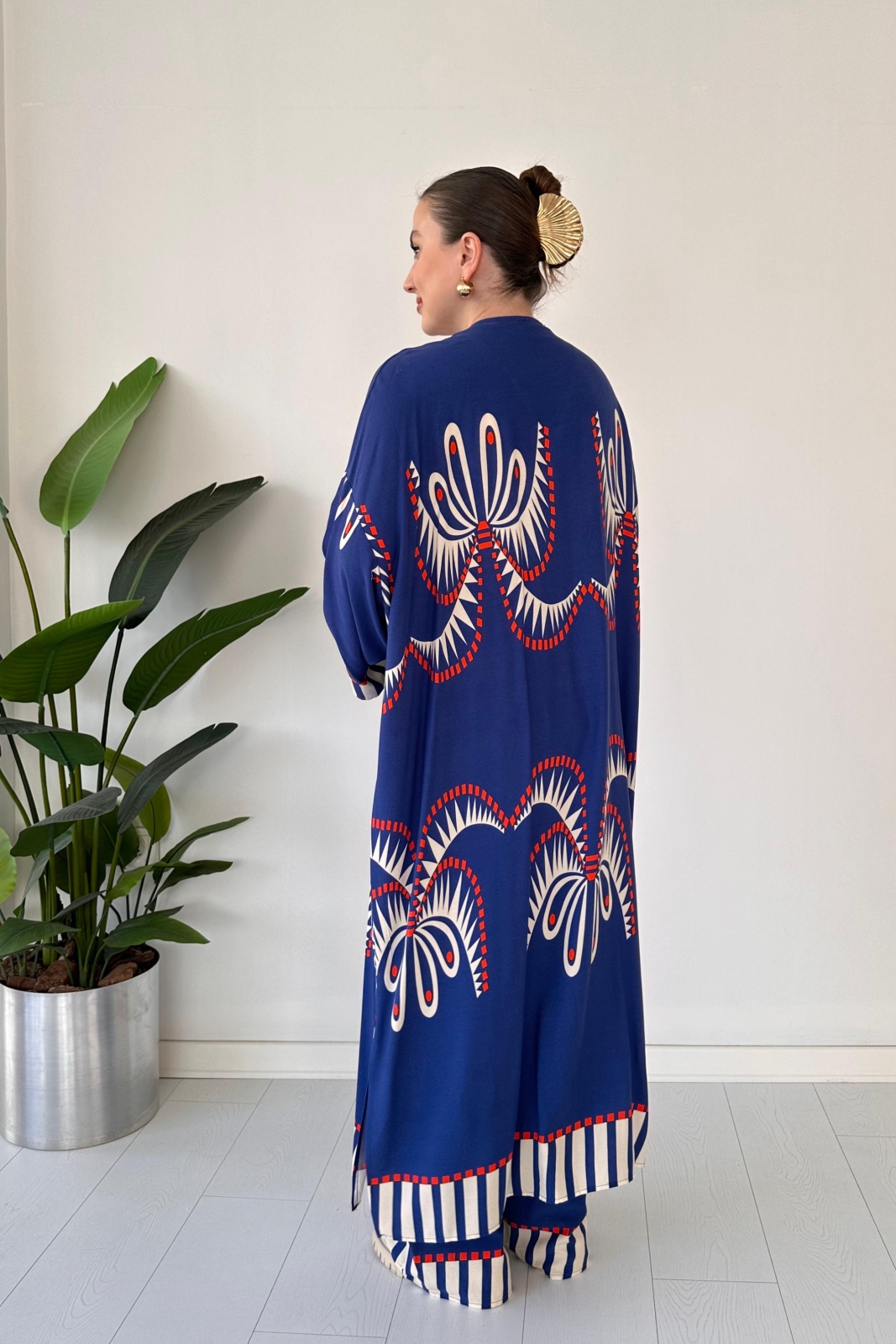 Maksi Kimono Takım Mavi - Thumbnail