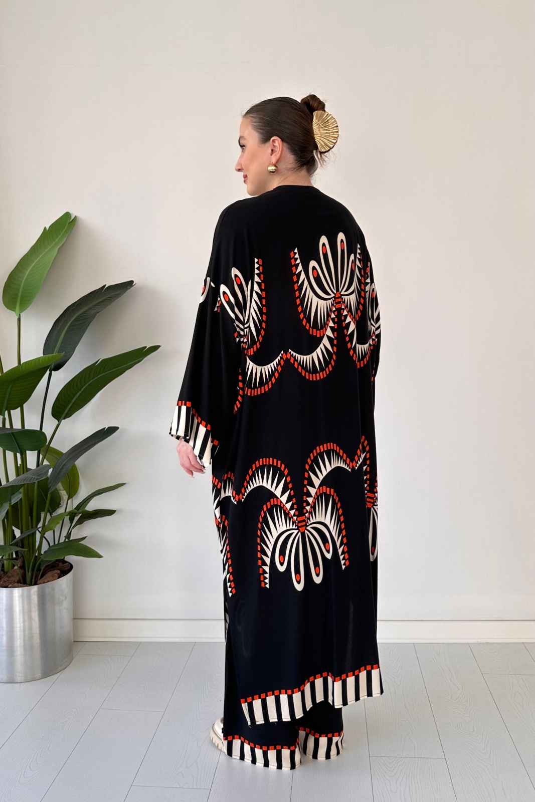 Maksi Kimono Takım Siyah - Thumbnail