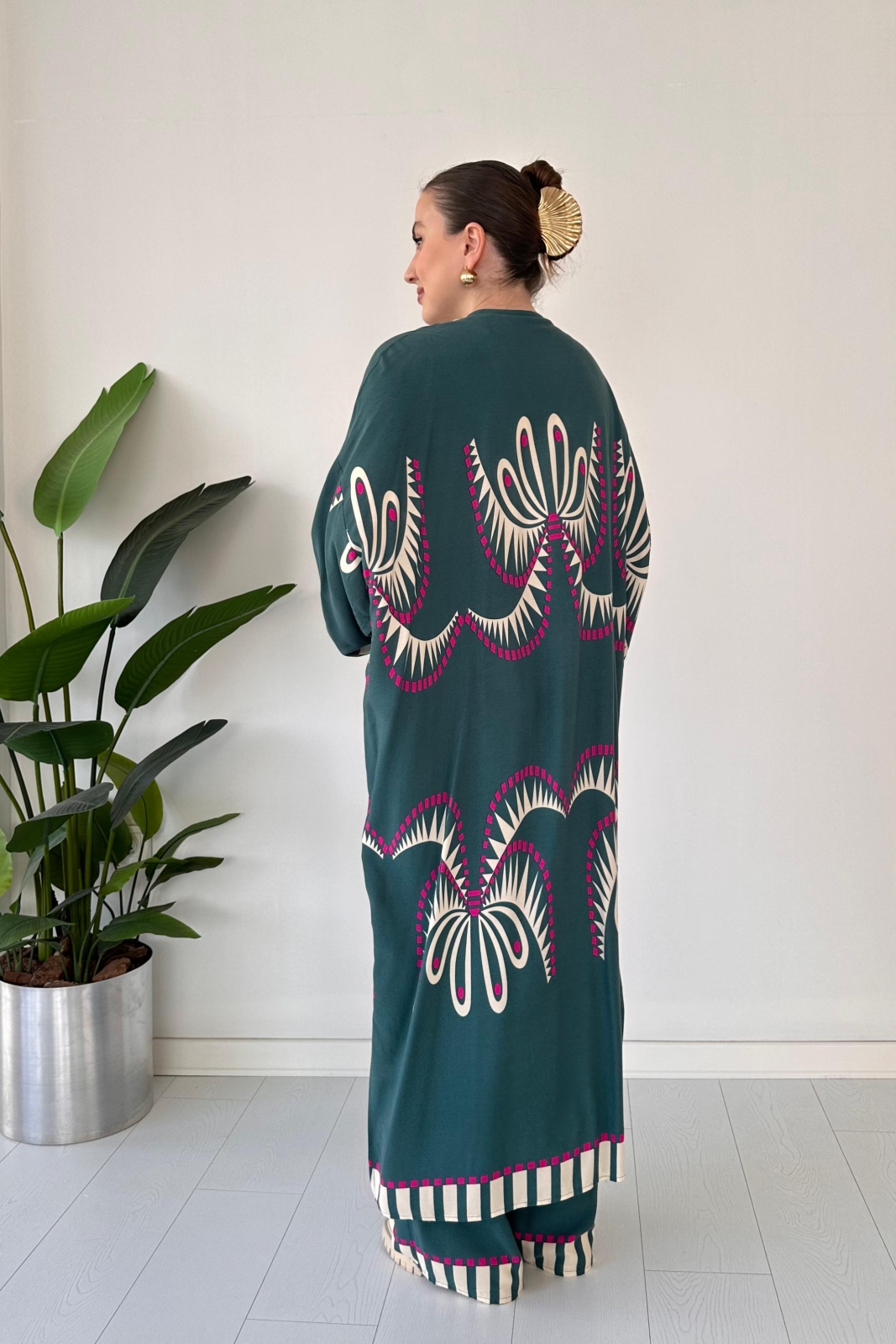 Maksi Kimono Takım Yeşil - Thumbnail