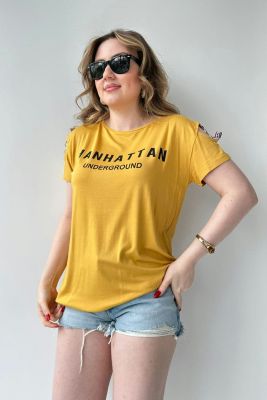 Manhattan T-shirt Sarı - Thumbnail