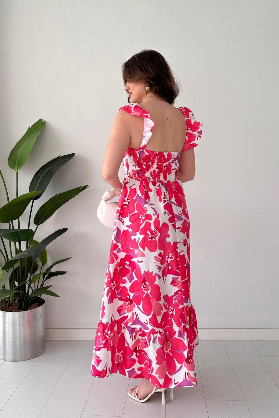 Manolya Poplin Elbise Pembe - Thumbnail