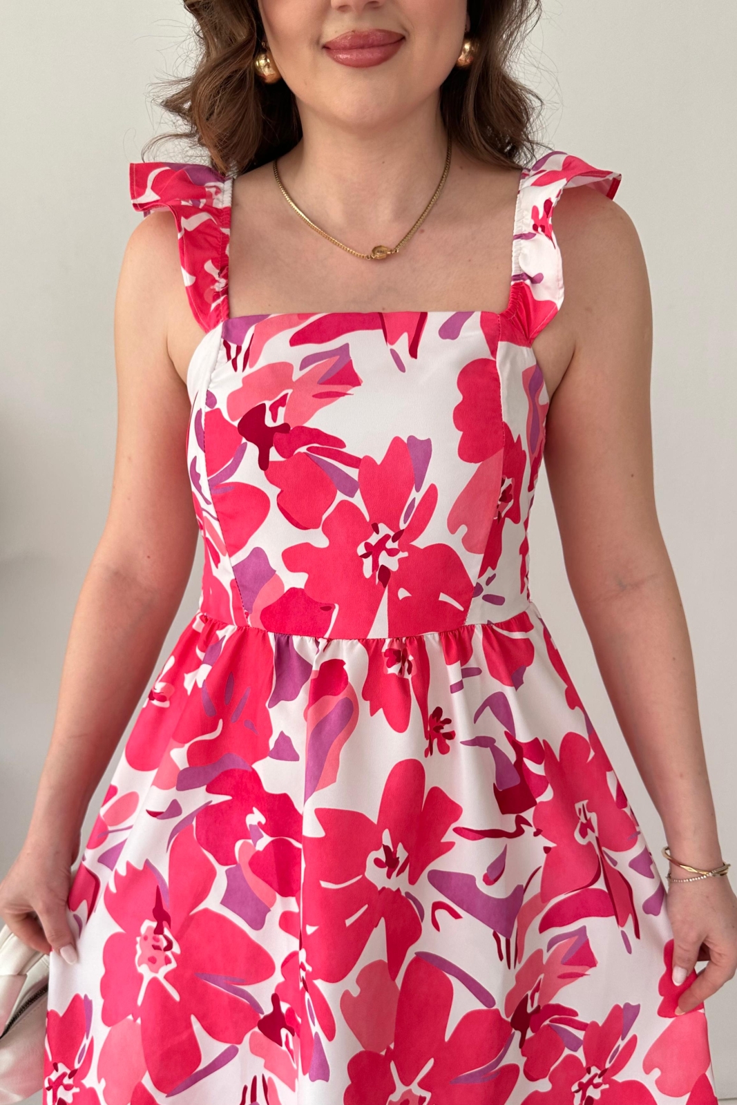 Manolya Poplin Elbise Pembe - Thumbnail