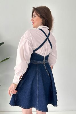 Mini Tasarım Denim Elbise Lacivert - Thumbnail