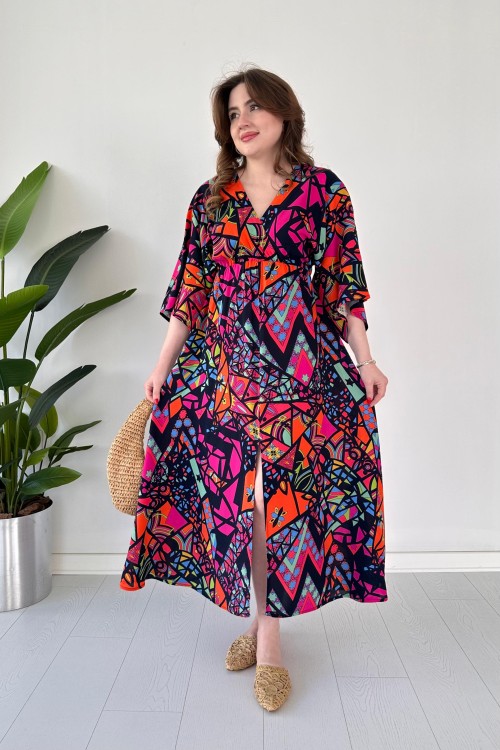 Robe chauve-souris mosaïque noire