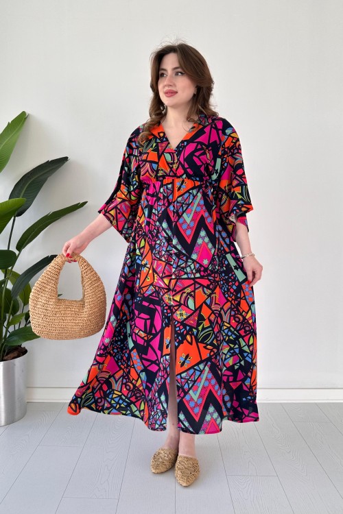 Robe chauve-souris mosaïque noire