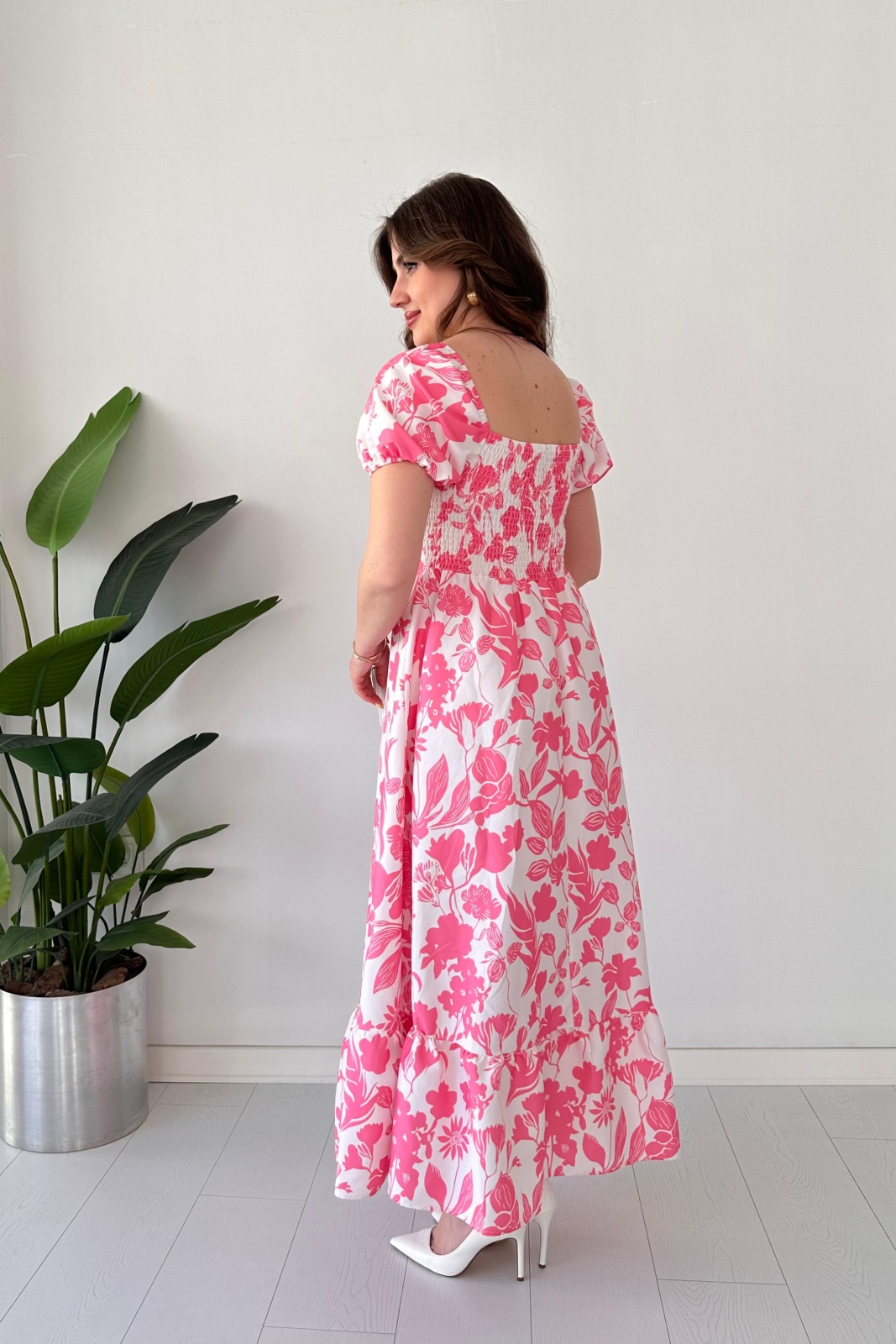 Petunya Poplin Elbise Pembe - Thumbnail