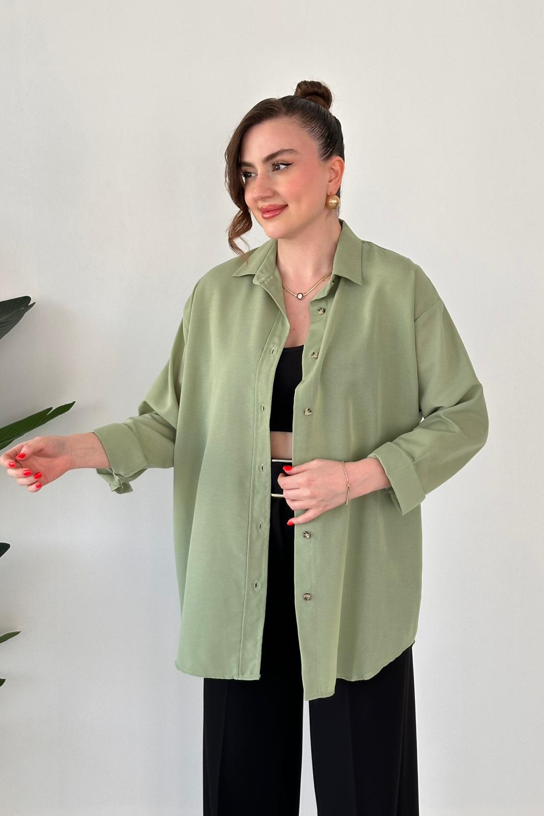 Poplin Gömlek Mint - Thumbnail