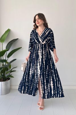 Star Yarasa Elbise Lacivert - Thumbnail