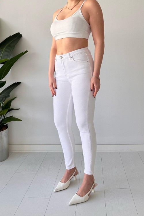 Jean skinny extensible blanc