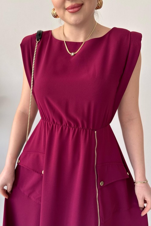 Robe à fermeture éclair simple bordeaux