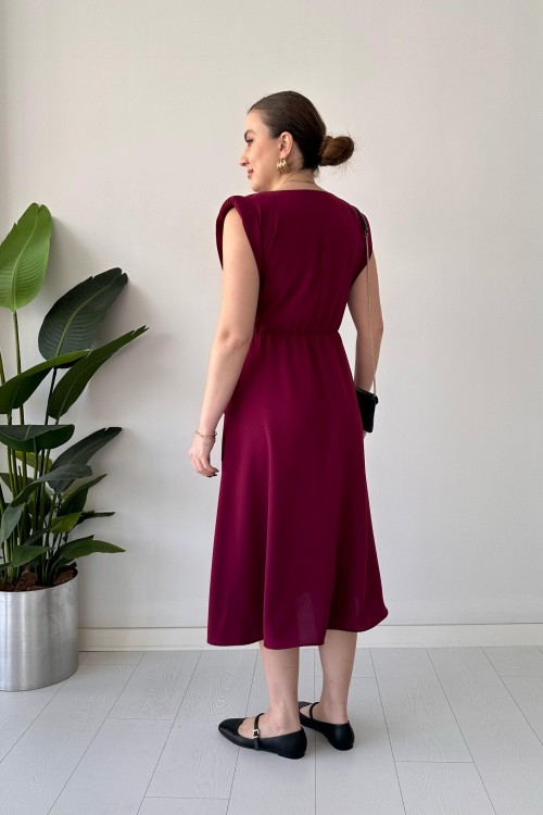 Robe à fermeture éclair simple bordeaux