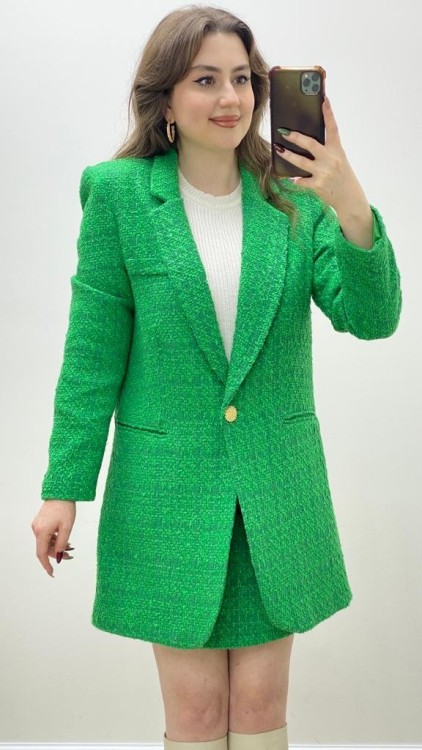 Tüvit Etek-Ceket Takım Yeşil