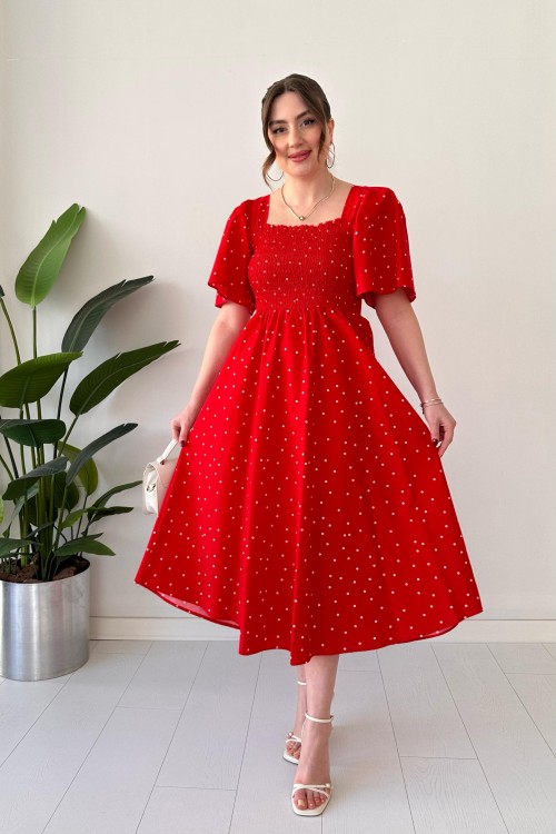 Rouge avec haut Gipel et pois