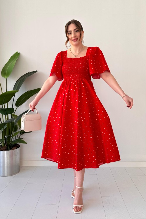 Rouge avec haut Gipel et pois